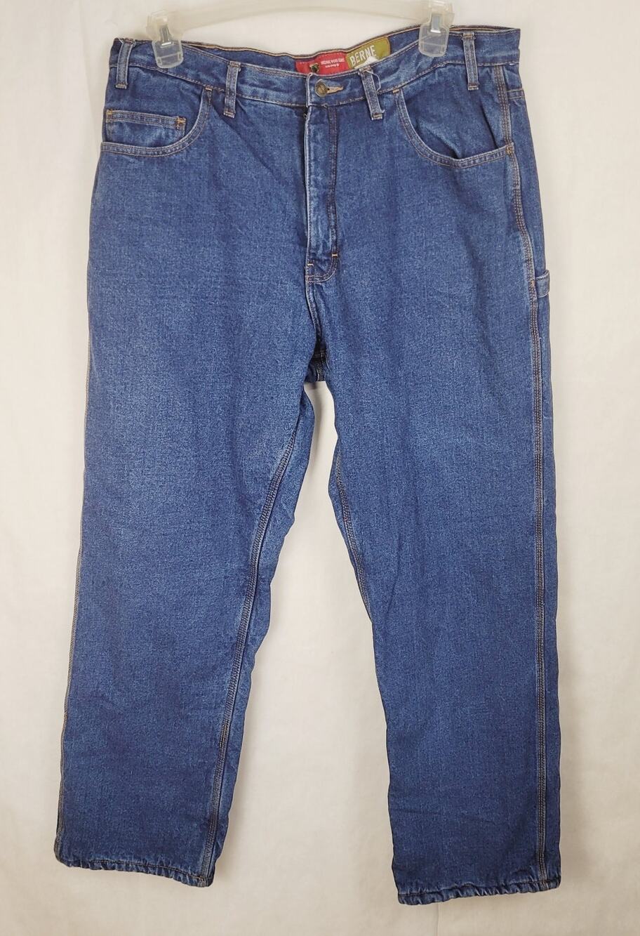 Berne Original Work Jeans fully flannel lined size 38x32 Workwear Warm Outdoors